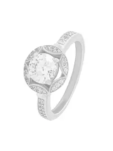ANAYRA 925 Sterling Silver Solitaire American Diamond Sparkling Ring