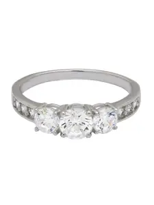ANAYRA 925 Sterling Silver Silver-Toned White CZ-Studded Finger Ring IRG000029_05