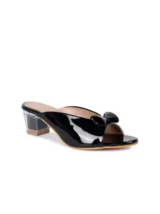 Bella Toes Black Party Block Heels with Bows