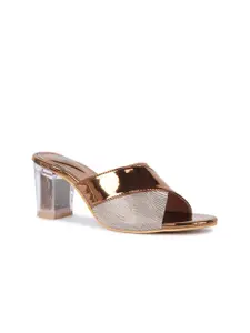 Bella Toes Copper-Toned Textured Party Block Heels