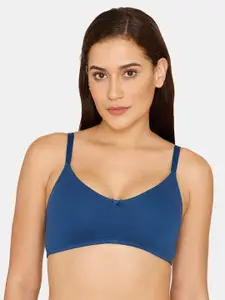 Zivame Blue Solid Non Padded Cotton Bra