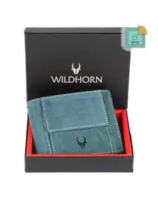 WildHorn Men Blue Leather Two Fold Wallet