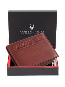 WildHorn Men Brown Solid Leather Two Fold Wallet