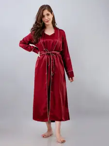 PRETTY LOVING THING Shoulder Straps Satin Nightdress With Robe