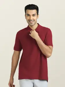 XYXX Men Maroon Polo Collar Antimicrobial Cotton T-shirt