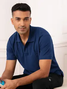 XYXX Men Blue Polo Collar Antimicrobial T-shirt