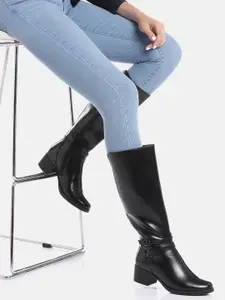CORSICA Women High-Top Block Heel Boots with Buckle Detail