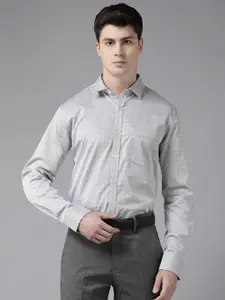 Park Avenue Men Grey Pure Cotton Woven Design Slim Fit Formal Shirt