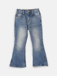Angel & Rocket Girls Blue Jean Bootcut Mildly Distressed Light Fade Stretchable Jeans