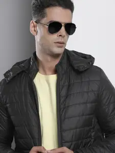 The Indian Garage Co Men Zip-Front Puffer Jacket with Detachable Hood