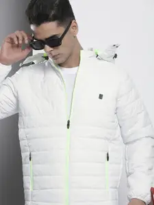 The Indian Garage Co Men White Solid Padded Jacket