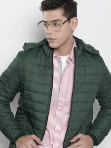 The Indian Garage Co Men Teal Green Hooded Padded Jacket