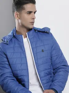 The Indian Garage Co Men Zip-Front Puffer Jacket with Detachable Hood