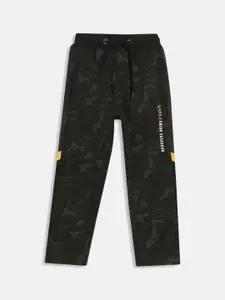 Octave Boys Green Camouflage Printed Cotton Track Pants