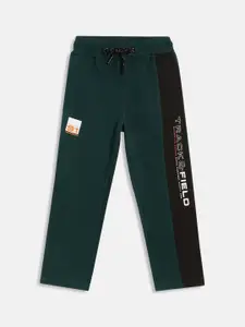 Octave Boys Green Solid Cotton Track Pants