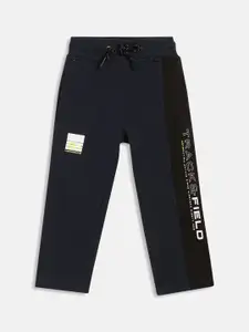 Octave Boys Navy Blue Solid Cotton Track Pants