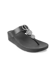 fitflop Black Embellished PU Comfort Sandals