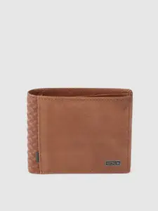Woodland Men Tan Brown Solid Leather Two Fold Wallet