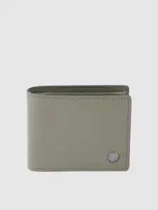 Woodland Men Taupe Solid Leather Two Fold Wallet