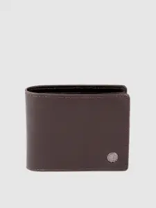 Woodland Men Coffee Brown Solid Leather Two Fold Wallet