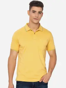 Greenfibre Men Yellow Polo Collar Slim Fit T-shirt