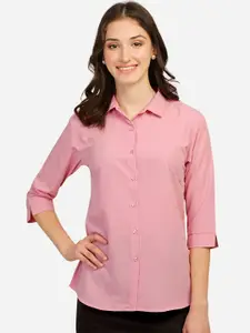Fbella Women Pink Standard Slim Fit Formal Shirt
