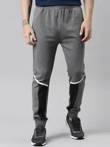 Proline Active Men Grey & Black Solid Cotton Sports Track Pants