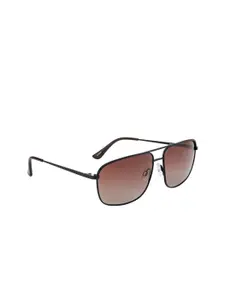 OPIUM Men Brown Lens & Black Square Sunglasses with Polarised and UV Protected Lens