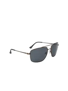 OPIUM Men Grey Lens & Brown Square Sunglasses with Polarised and UV Protected Lens