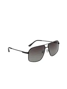 OPIUM Men Green Lens & Black Square Sunglasses with Polarised and UV Protected Lens