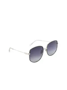 OPIUM Women Grey Lens & Gunmetal-Toned Oval Sunglasses with Polarised and UV Protected Lens