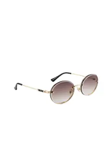 OPIUM Women Brown Lens & Gold-Toned Round Sunglasses with UV Protected Lens OP-10004-C02-Brown