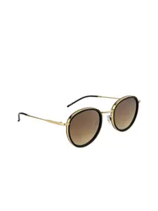 OPIUM Women Brown Lens & Gold-Toned Round Sunglasses with UV Protected Lens