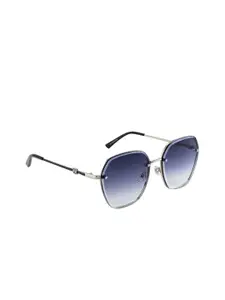 OPIUM Women Blue Lens & Silver-Toned Square Sunglasses with UV Protected Lens
