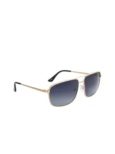 OPIUM Men Grey Lens & Gold-Toned Square Sunglasses with Polarised and UV Protected Lens