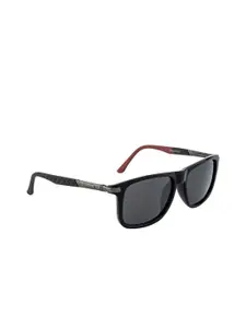 OPIUM Men Grey Lens & Black Rectangle Sunglasses with Polarised and UV Protected Lens