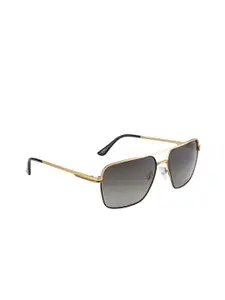 OPIUM Men Green Lens & Gold-Toned Square Sunglasses with Polarised and UV Protected Lens