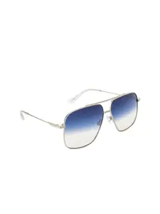 OPIUM Men Blue Lens & Silver-Toned Square Sunglasses with UV Protected Lens