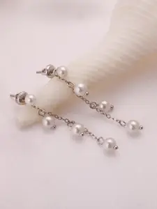 GIVA Silver-Toned Contemporary Drop Earrings