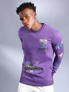 The Indian Garage Co Men Purple Printed Sweatshirt