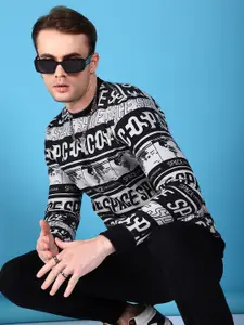 The Indian Garage Co Men Grey & Black Printed Sweatshirt