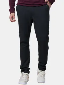 The Souled Store Men Navy Blue Solid Cotton Track Pants