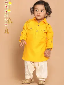 VASTRAMAY SISHU Boys Yellow Pathani Kurta