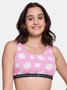 The Souled Store Pink & White Floral Printed Bra