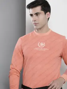 The Indian Garage Co Men Peach-Coloured Printed Sweatshirt