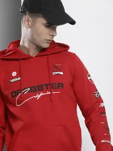 The Indian Garage Co Men Red Printed Hooded Sweatshirt