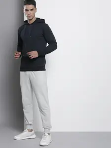 The Indian Garage Co Men Navy Blue Solid Hooded Sweatshirt