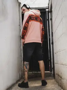 The Indian Garage Co Men Peach-Coloured Printed Hooded Sweatshirt