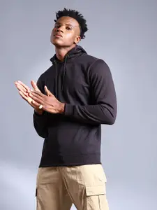 The Indian Garage Co Men Black Hooded Sweatshirt