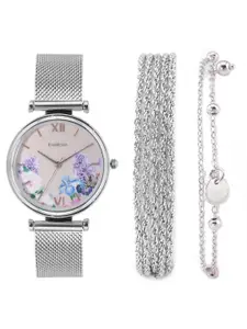 bebe Women Bracelet Style Straps Analogue Watch Gift Set MFB-PN-PF-DK2544G